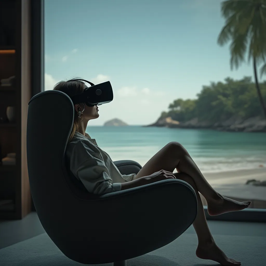 Osoba používající VR headset pro relaxaci